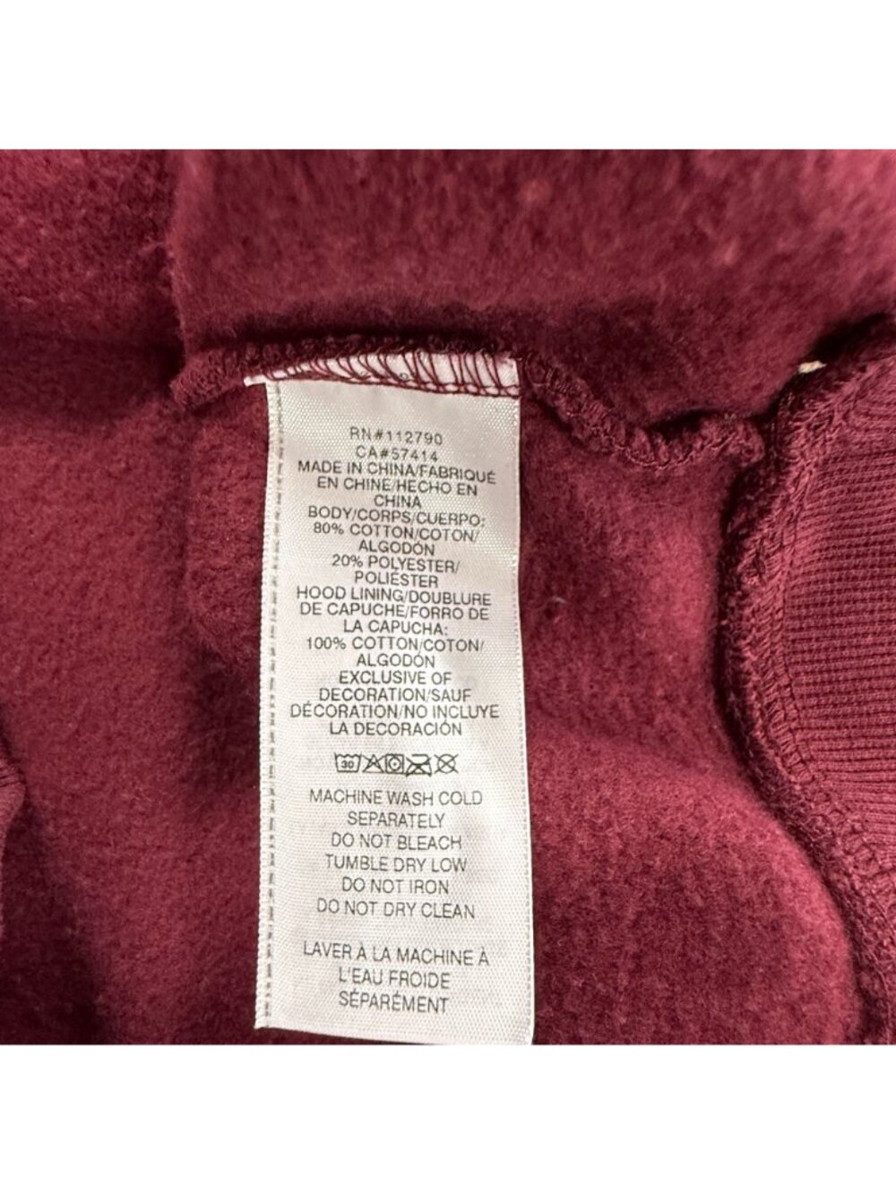 True Religion Men's Relaxed Fit Patch Graphic Hoodie Burgundy - Picture 16 of 16